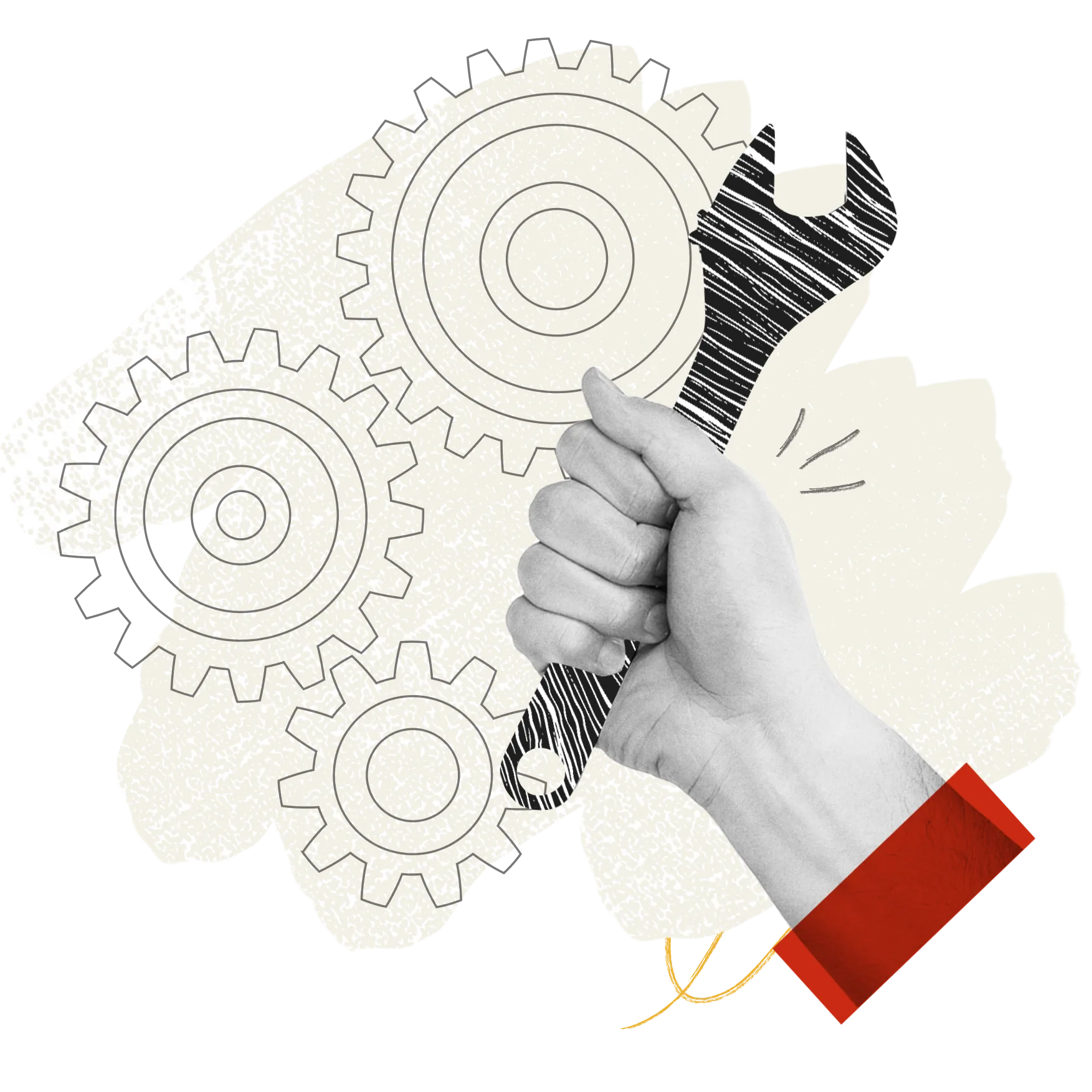 Mechanics for your Business Systems hand holding wrench fixing gears